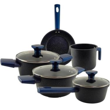 Imagem de Conjunto Panelas Alta Qualidade Cor Azul Presente Ideal Mãe - Blackwat