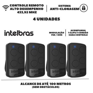 Imagem de Kit 4 Controles Remoto EP 04 Intelbras para Portão Automático com Alca