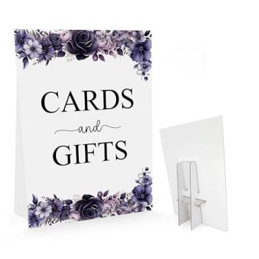 Imagem de Cartões e presentes Sinal de chá de bebê Halloween decoração de flores roxas escuras, outono Halloween Boo decoração de chá de bebê/casamento, A Baby is Brewing Decor (20 x 28 cm) WSBBLP01