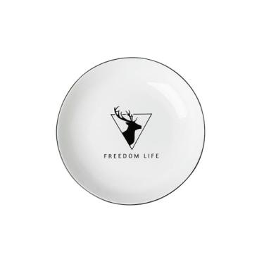 Imagem de Pratos práticos requintados de alta temperatura esmaltados para uso doméstico nórdico - disco de 20 cm [veado preto]