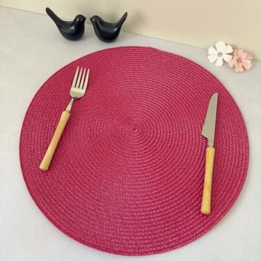 Imagem de Kit 6 Lugares Jogo Americano Redondo Descanso Prato Sousplat De Mesa Posta Jantar (Rosa E)