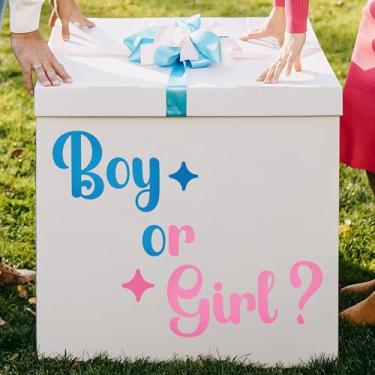 Imagem de EGD Decalque de vinil para meninos ou meninas | Adesivo de fundo de festa revelação de gênero | Decoração de parede divertida para chás de bebê e celebrações de revelação de gênero | Tamanho único