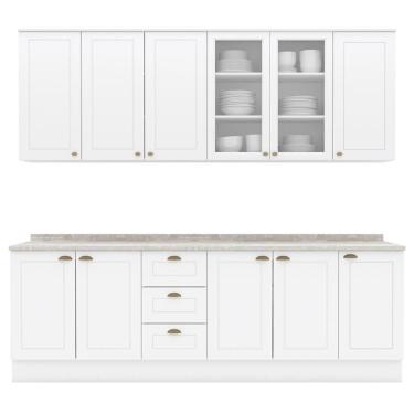 Imagem de Cozinha Modulada 9 Pecas 240 Cm Ce856 Americana Henn Branco Calcare