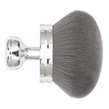 Imagem de Pincel de maquiagem corporal extra grande Blend & Blur para autobronzeador, maquiagem de pernas e bronzeador, pincel Kabuki de cabeça redonda de 8 cm de largura para aplicação com bolsa de cordão