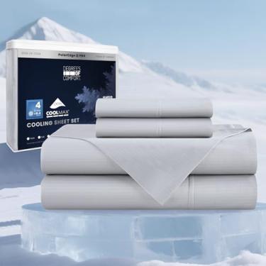 Imagem de Degrees of Comfort PolarEdge Pro Conjunto de lençóis refrescantes solteiro, roupa de cama refrescante de luxo com Coolmax, bolso profundo de até 38 cm, Q-MAX >0,4, absorção de umidade e respirável