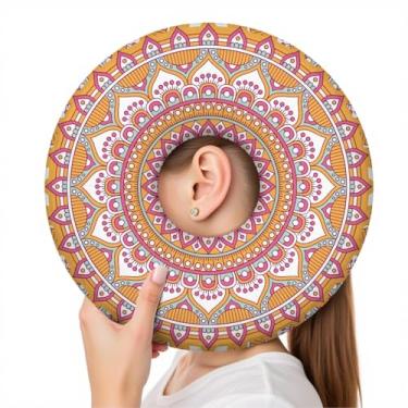 Imagem de wxmbdzq Travesseiro de piercing de orelha para dormir de lado, almofada de donut com orifício de orelha, capa lavável, alívio de dor de ouvido, pressão de ouvido, almofada protetora para dormir após