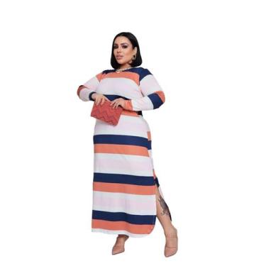 Imagem de Vestido Longo Estampado Feminino Inverno Manga Longa Elegante 2757 - S