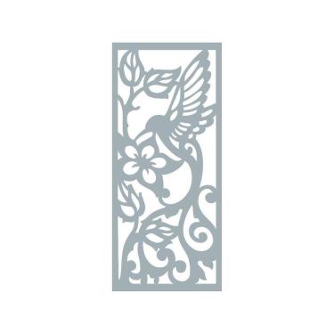 Imagem de Quadro Decorativo Cinza Mdf Beija-Flor Tribal 40X20Cm