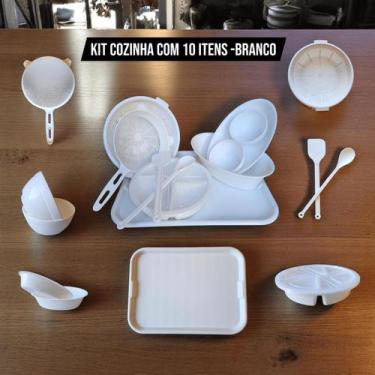 Imagem de Conjunto Utensílios de Cozinha 10 Peças Peneira Bandeja Espátula Marmi