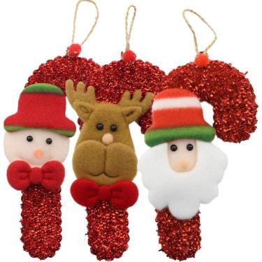 Imagem de Kit 36 Enfeites Pendentes De Natal Tecido 16cm Bengalas