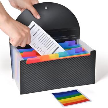 Imagem de Cesil Organizador de arquivos sanfonado, pasta expansível de 13 bolsos, organizador de recibos pequeno de 26 x 13 cm para negócios, suporte de documentos de cupom, organizador de pastas portátil para