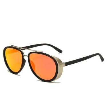 Imagem de Óculos de sol retrô à prova de vento, estilo steampunk, redondo, clássico, UV400, masculino e feminino (C2)