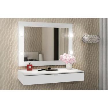 Imagem de Penteadeira c/ Espelho Camarim PE-2006 e Gaveta Suspensa PE-2004 Branco - Tecno Mobili