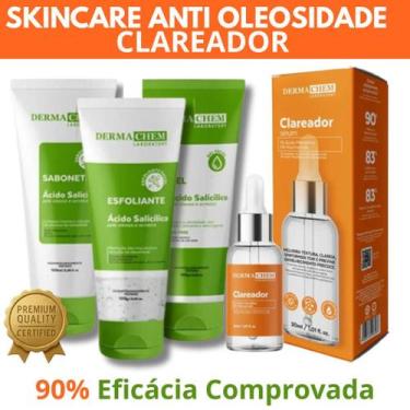 Imagem de Kit Skincare Anti Oleosidade e Acne, Sérum Clareador Dermachem 4 ITENS