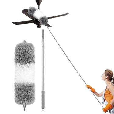 Imagem de Espanador de Pó Extensível 2,80 Metros Microfibra, Cabo de Aço Inoxidável Haste Flexível, Limpeza de Áreas Altas e Locais Difíceis, Limpador de Tetos Armários Ventiladores Persianas, AVIBES