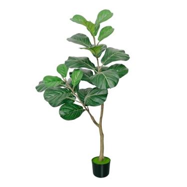 Imagem de ATRUG Folha de violino artificial, figueira, 1,2 m de altura, falsa ficus lyrata, árvore falsa em vaso preto, planta sintética para decoração de sala de estar e escritório em casa, estética