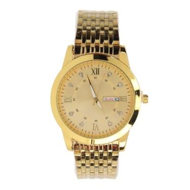 Imagem de Respicefinem Homens Relógios De Esqueleto Em Aço Inoxidável Analógico Quartz Moon Phase Relógio Masculino Relógio para Homens Quartz Day Date Casual Luxo Luminous Fashion Dress (Ouro)