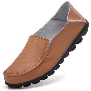 Imagem de ANYUETE Mocassins Femininos Confortáveis Para Caminhada, Trabalho, Calçados Casuais Dirigir, Sair À Noite, Escritório, Compras, Em Pé, Liquidação, Marrom, Tamanho 9