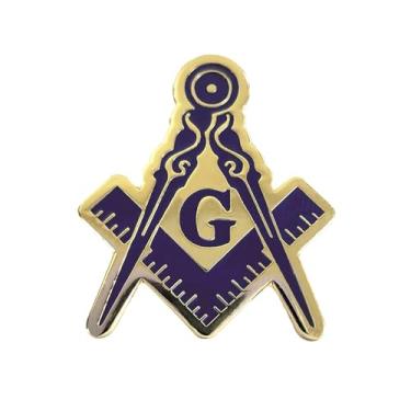 Imagem de Alfinetes de esmalte maçônico com símbolo maçônico para mochilas, chapéus, lapelas, bolsas ou jaquetas com 2 pinos de borracha
