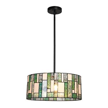 Imagem de ARTZONE Luminária pendente Tiffany, 40,6 cm de largura, estilo moderno, lâmpada suspensa redonda para ilha de cozinha, sala de jantar, hall de entrada