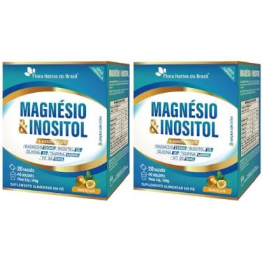 Imagem de KIT 2X Magnésio com Inositol, Glicina, Taurina e Vitamina B3 20 sachês - Flora Nativa (20 sachês, Maracujá)