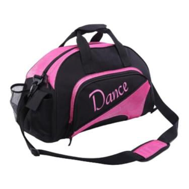 Imagem de simhoa Bolsa de dança Duffle Bag Bolsa de dança de ombro versátil com alça Tote com compartimento para sapatos para ginástica Fitness Camping ao ar livre, Rosa Vermelha