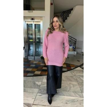 Imagem de Blusa Suéter Over Size De Inverno Manga Longa Básica Inverno Feminina 