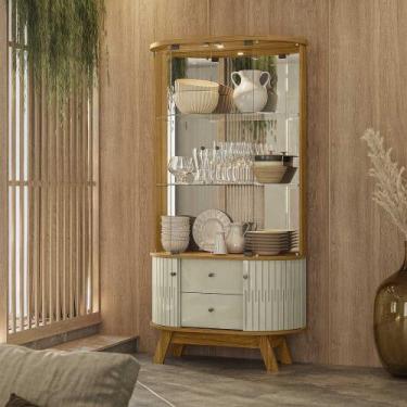 Imagem de Cristaleira Decorativa Swank 2 Gavetas Iluminação Led Espelho MDP Cuma