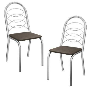 Imagem de Kit 2 Cadeiras Cromada Sala Jantar 2C009CR Kappesberg Marrom