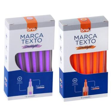 Imagem de Marca Texto Fluorescente Transparente 4 Cores BRW 4 Caixas 12 Unidades