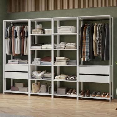 Imagem de Guarda-roupa Closet Modulado 4 Gavetas 258 cm Branco Valencia Madesa 02