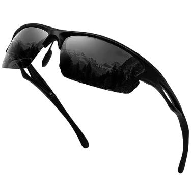 Imagem de KANASATAL Óculos de Sol Ciclismo Polarizado Masculino Feminino Preto Escuro Esportivo UV400 Oculos Bicicleta Retangular Corrida para Golfe Pesca -Preto Fosco