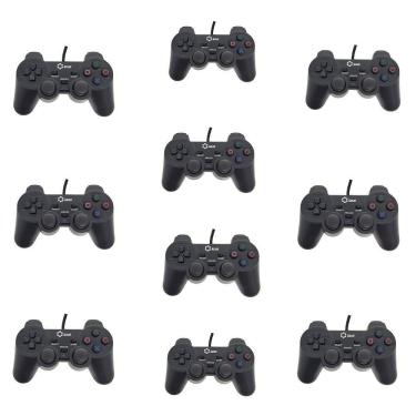 Imagem de Kit 10 Controle Dualshock 2 Com Fio Ps2 Preto Lotus Ct007