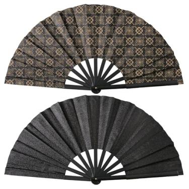 Imagem de Framendino, Pacote com 2 ventiladores em branco de sublimação dobrável com transferência de calor portátil para festa, dança, casamento, preferência, decoração de casa, preto