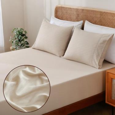 Imagem de Jogo de Lençol Casal 3 Peças Valencia Percal 300 Fios Hotelaria (Beige)