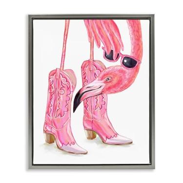Imagem de Stupell Industries Arte de parede em tela flutuante cinza flamingo glamour cowgirl por Ziwei Li, 78 x 63 cm