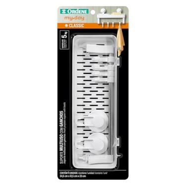 Imagem de Ordene - Suporte Plástico Multiuso com Ganchos na Cor Branco, Linha MyDay