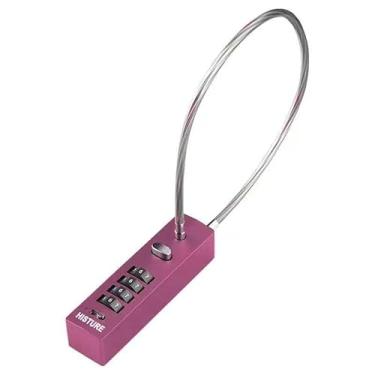 Imagem de Fechaduras de portão para uso externo de cerca, trava de bloqueio, cadeado de bicicleta, cabo de corrente, cadeado de combinação ao ar livre (rosa)