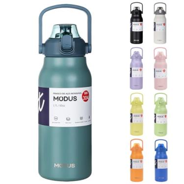 Imagem de Garrafa Térmica De Viagem Inox 1700ml Água Com Canudo (Ciano)