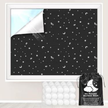 Imagem de Cortinas blackout, 299.7 cm x 144.8 cm – Cortina de janela portátil 100% preto escurecimento de luz cortinas bloqueadoras de luz para quarto e sala de estar – Estrela