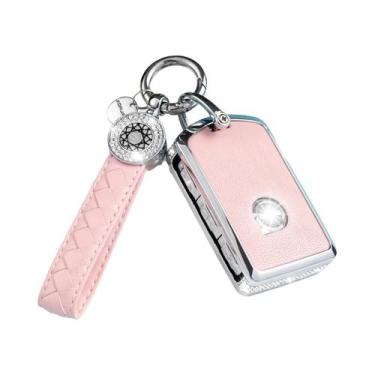 Imagem de Capa De Chaveiro De Couro Rosa Para Volvo XC90 XC60 XC40 S60 S90 Com P