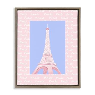 Imagem de Stupell Industries Arte de parede em tela flutuante marrom da Torre Eiffel pastel de Paris por Pooja Dave, 78 x 63 cm