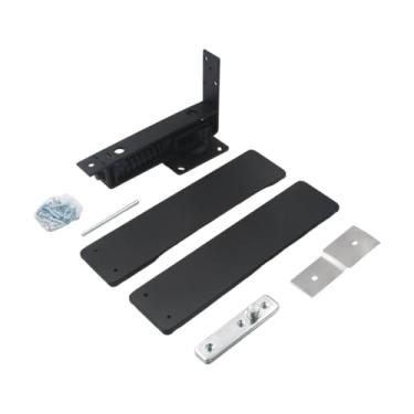 Imagem de Dobradiça de mola de dupla ação com placas de cobertura, dobradiça pivô superior para porta de madeira, autofechamento e batente exclusivo. Carga máxima de porta de 45 kg (preto)