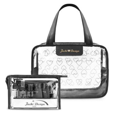 Imagem de Kit De Bolsa Transparente E Frascos De Viagem De 10 Peças Preto