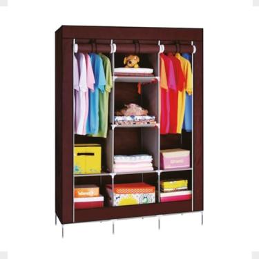 Imagem de Guarda Roupa Dobrável Armário Organizador De Roupas Plus (Marrom)