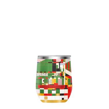 Imagem de RainCaper Copo de vinho sem haste isolado de aço inoxidável 18/8 | 340 g, livre de BPA, parede dupla para quente e frio | Adequado para viagem, suporte de copo pronto (cortina Frank Lloyd Hillside)