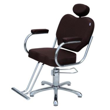 Imagem de Cadeira Hidráulica Talita Fixa Para Salão Estofado Marrom 3D - Moveis 