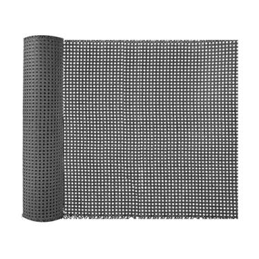 Imagem de Rolo de correias de vime preto de plástico, 40 cm x 24 cm, rattan de poliéster sintético tecido à mão, malha de cana sintética, padrão hexagonal, para projetos de decoração de casa, incluindo móveis