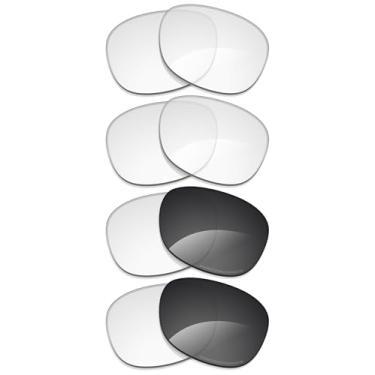 Imagem de Alphax Lentes de reposição não polarizadas para óculos de sol Ray-Ban Meta Wayfarer RW4008 53 mm - 2 pares transparentes + 2 pares de óculos de sol cinza adaptáveis fotocromáticos