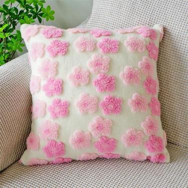 Imagem de Capa de travesseiro SKxKjian Soft Decorative Faux Fur 45x45cm rosa